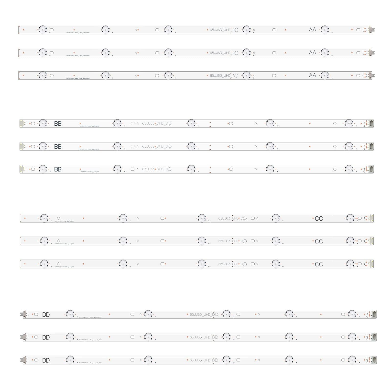 EAV63673007 SSC 65UJ63 LED Backlight Strips (12) for LG  65UJ6300-UA HPUY